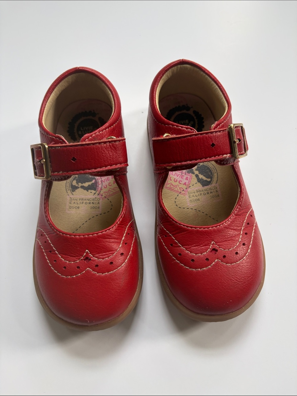 Livie & Luca Red Leather Mary Jane Shoes with Buckle